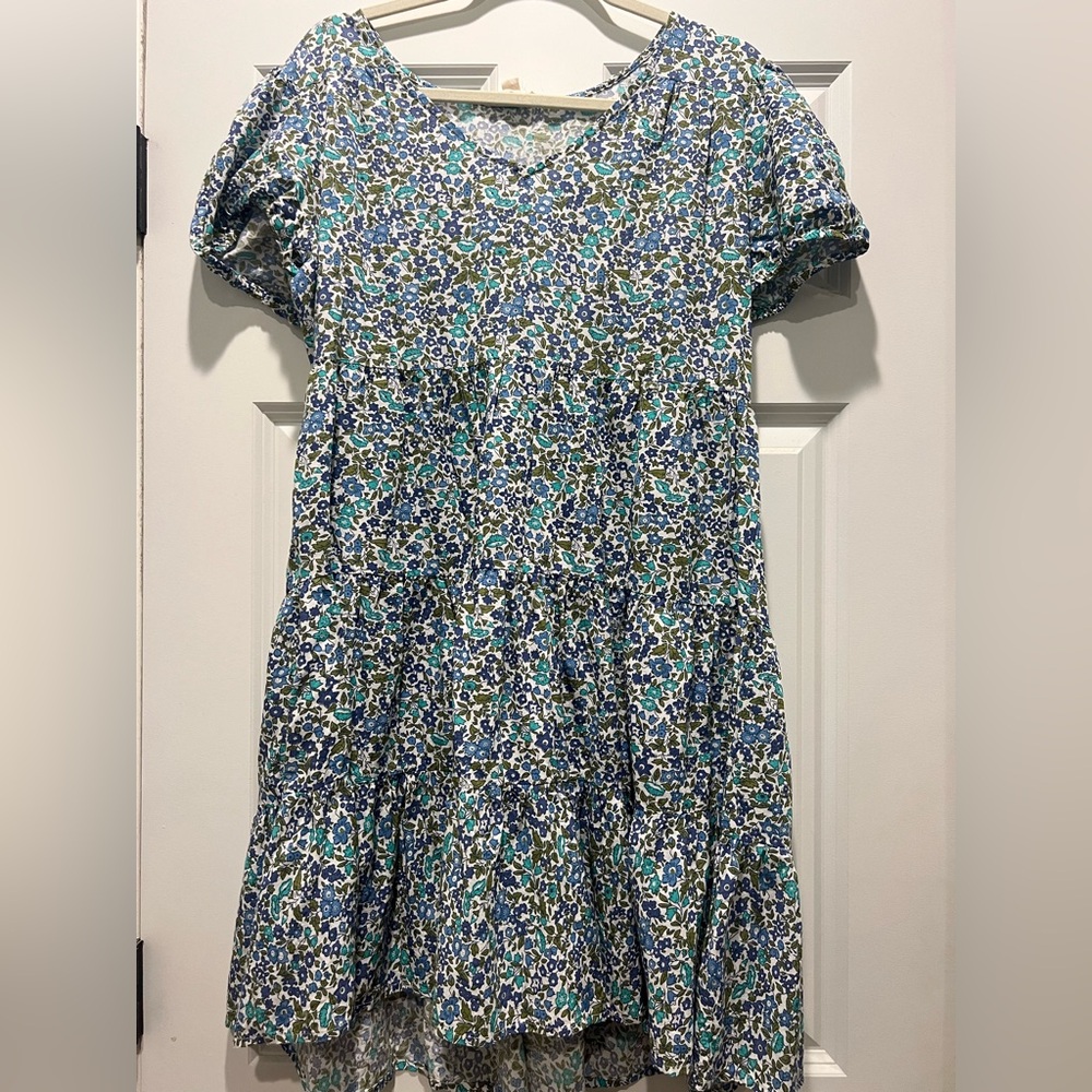 Violet Skies Elegant Floral Midi Dress Flowy, Floral Women's Size: L